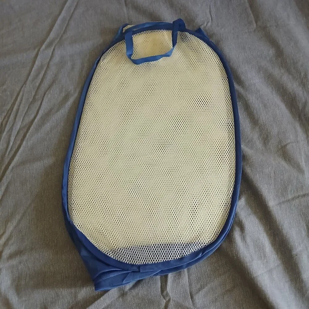 Mesh Pop Up Laundry Hamper Fold able Collapsible Bag for Dorm or Travel